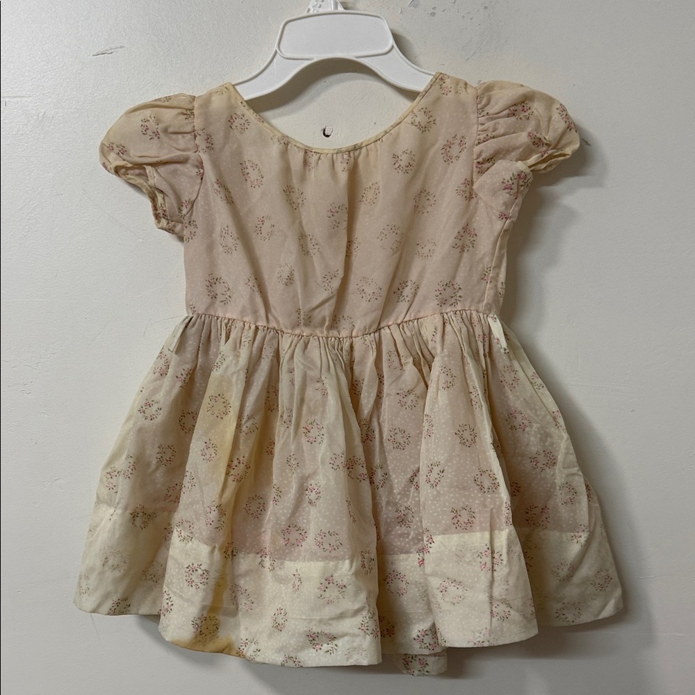 Charming Cream Floral Kids Dress vintage